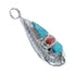 Native American Zuni Turquoise Coral Sterling Silver Snake Pendant AX128753